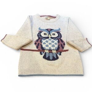 Fat Face Kids Cream and Purple Owl Sweater 7//8
